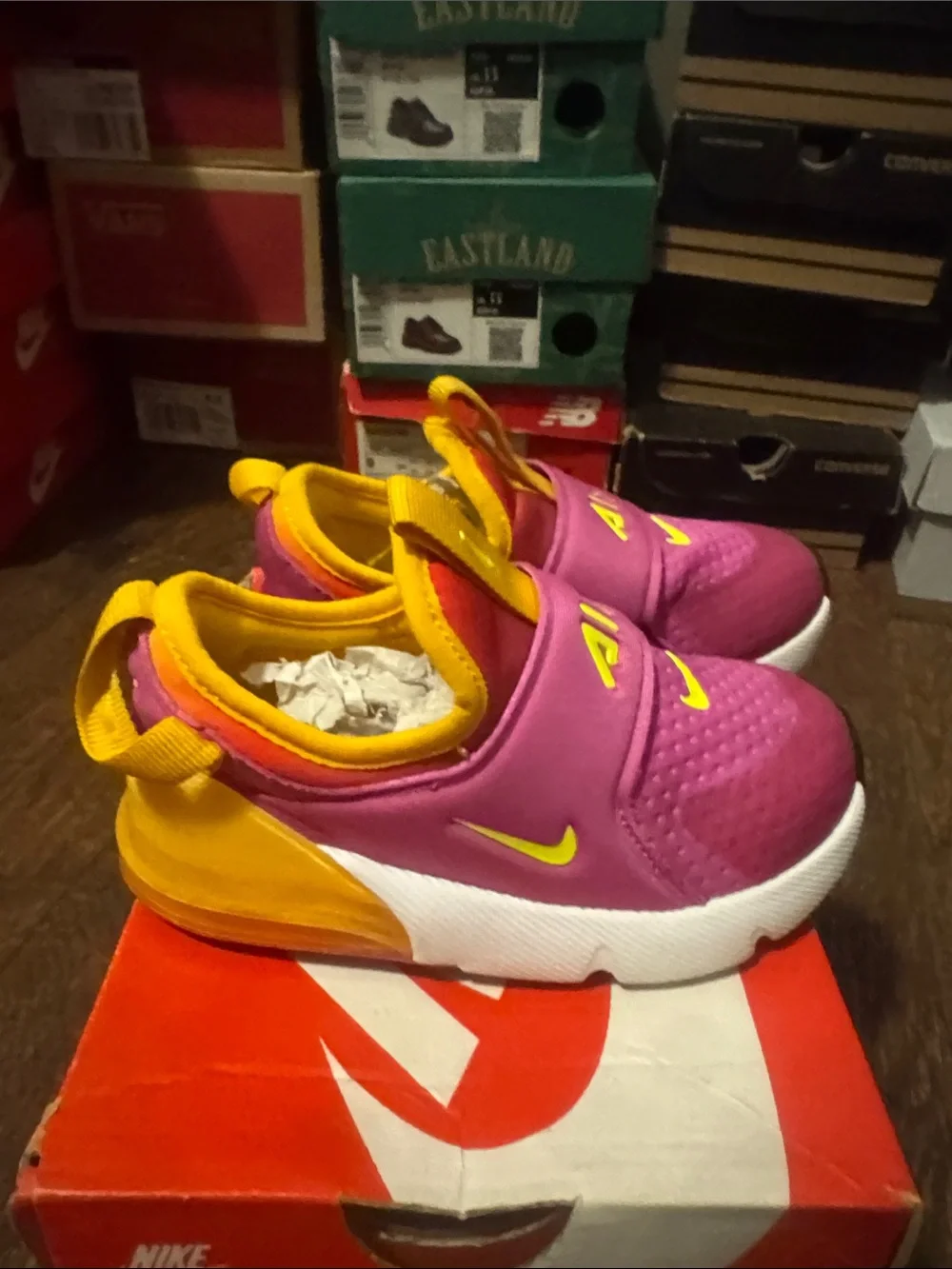 Nike Kids Pink & Yellow Air Slip-On Sneakers